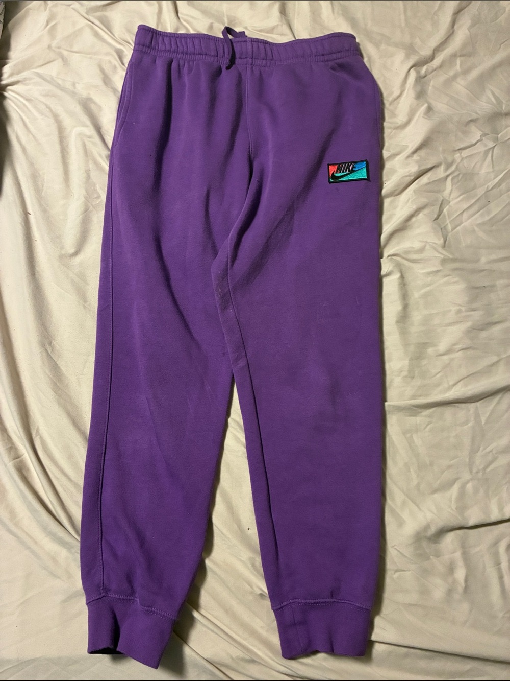 Nike Purple Fleece Joggers with Color-Block Logo